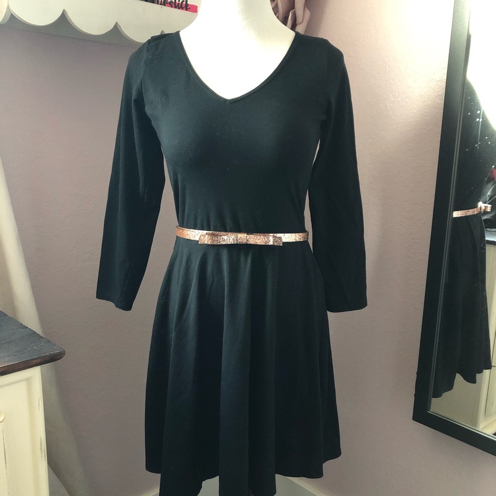 Black Cotton Skater Dress